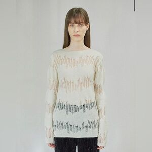 (NWOT) Diagonal - Shot Hole Long Knit Top